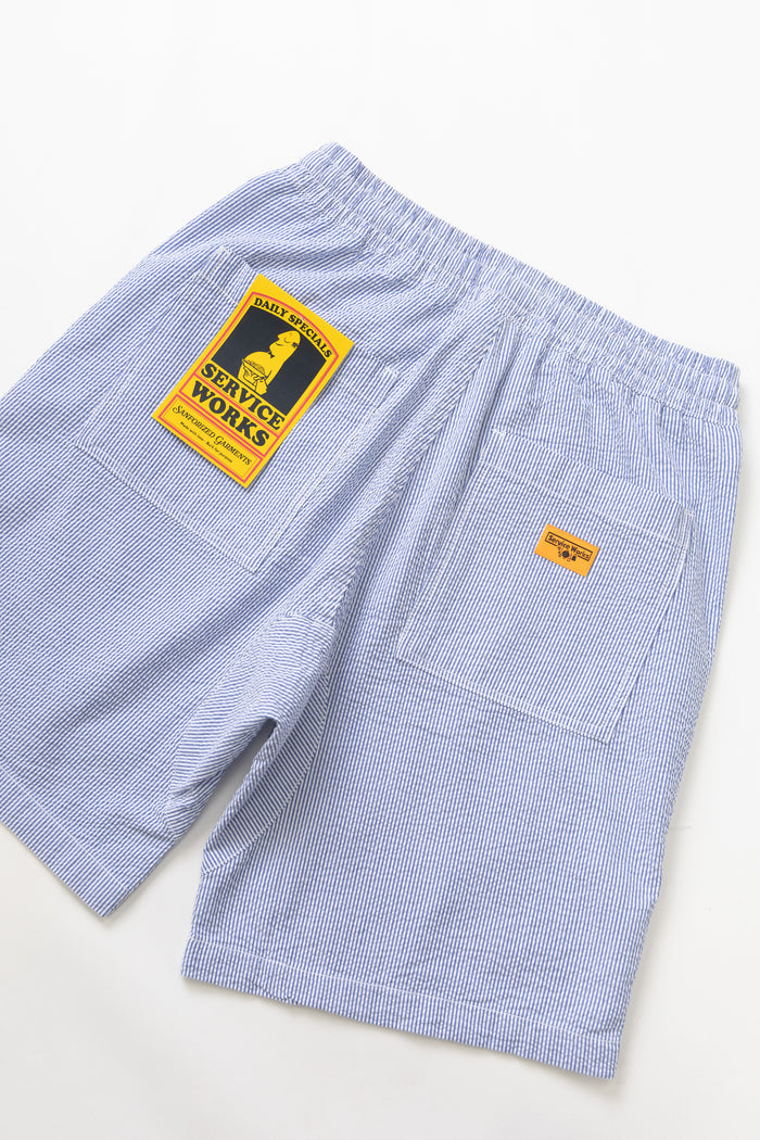 Service Works - Seersucker Chef Shorts - Navy Stripe