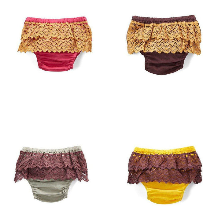 Set of 4 - Diaper Covers with Contrasting Double Lace Detail diaper covers Yo Baby Wholesale