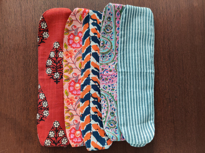 Set of 5 Headbands - Big Girls Yo Baby India Shades of Orange & Blue