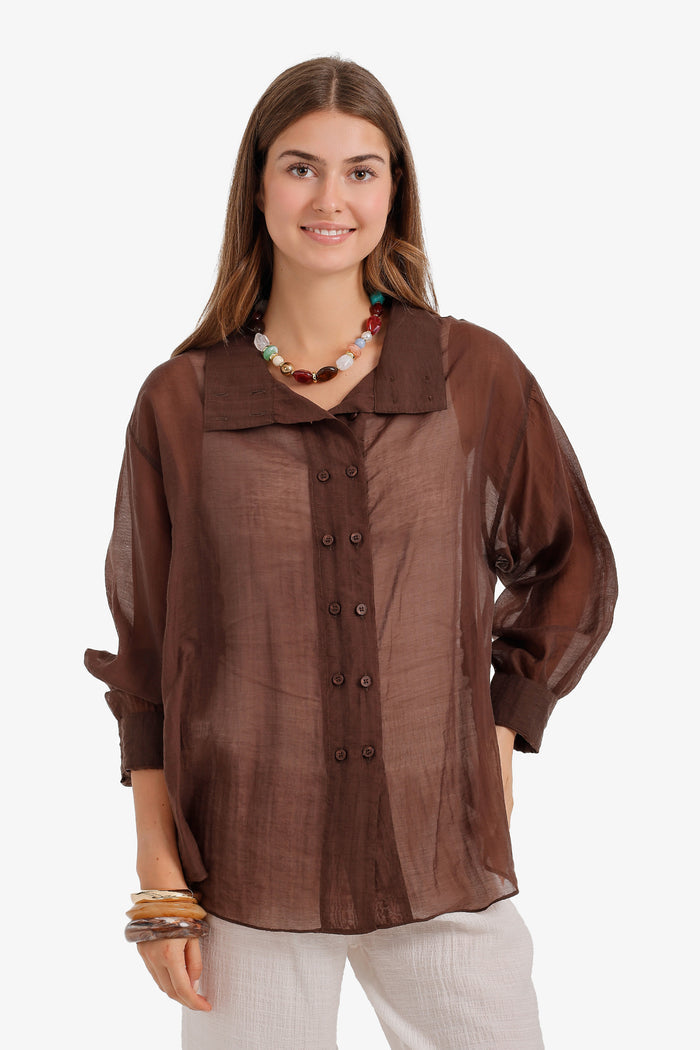 Sheer Double-Breasted Shirt