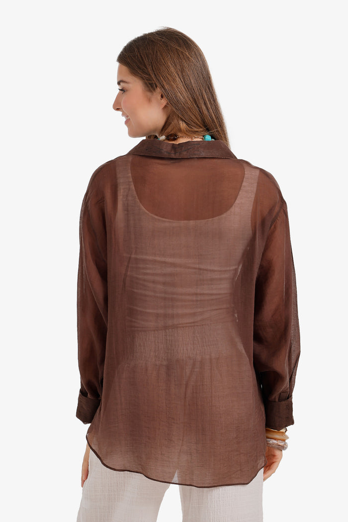 Sheer Double-Breasted Shirt