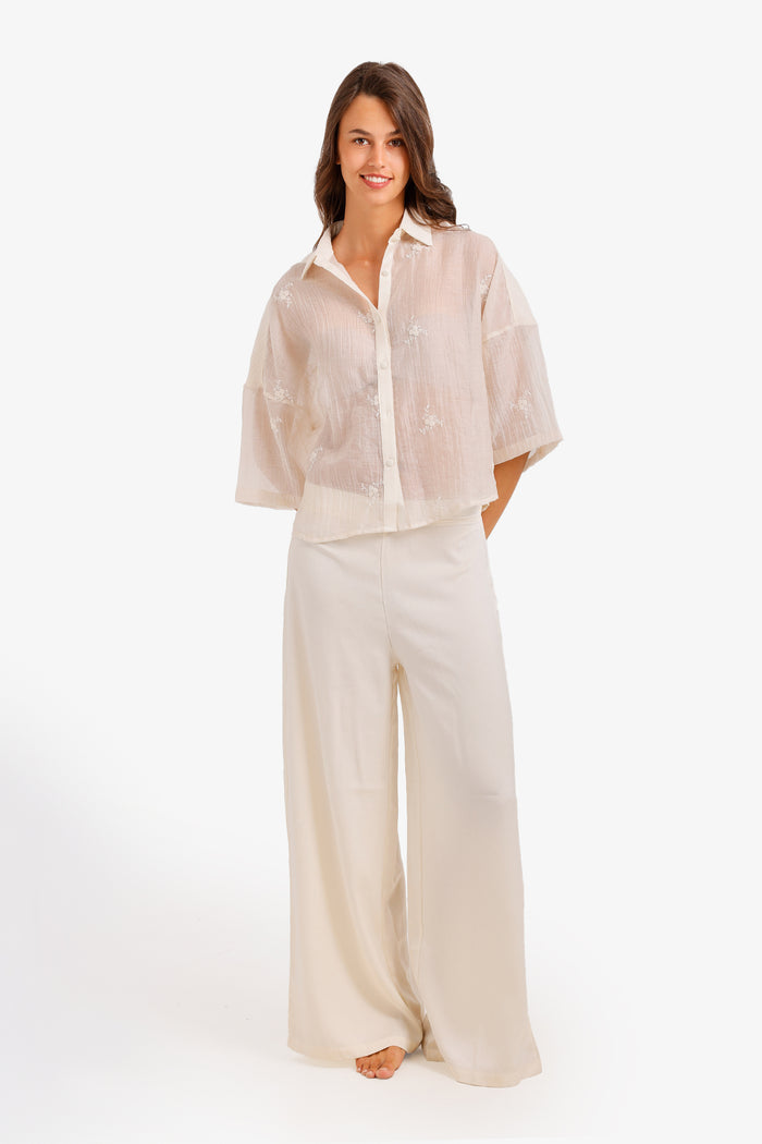 Sheer Embroidered Pyjama