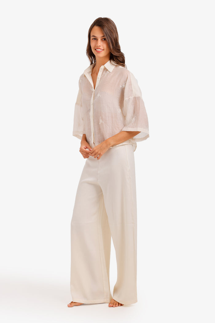 Sheer Embroidered Pyjama