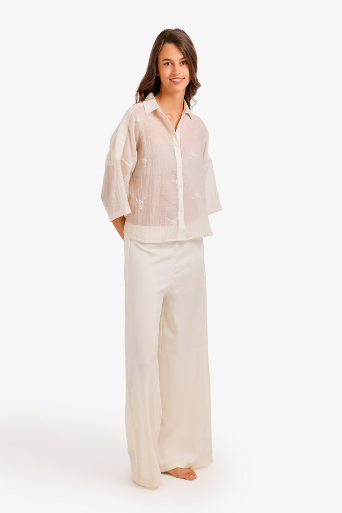 Sheer Embroidered Pyjama