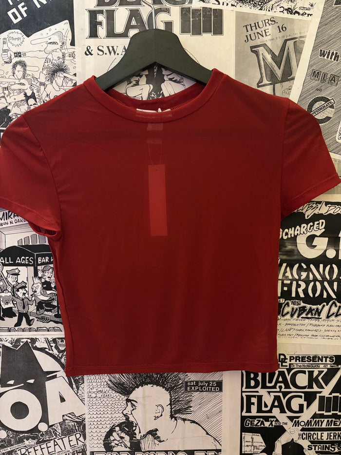 Sheer Rust Mesh Crop Top