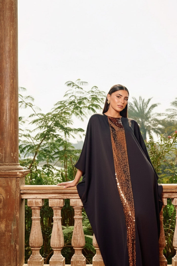 Shimmering Neckline Abaya