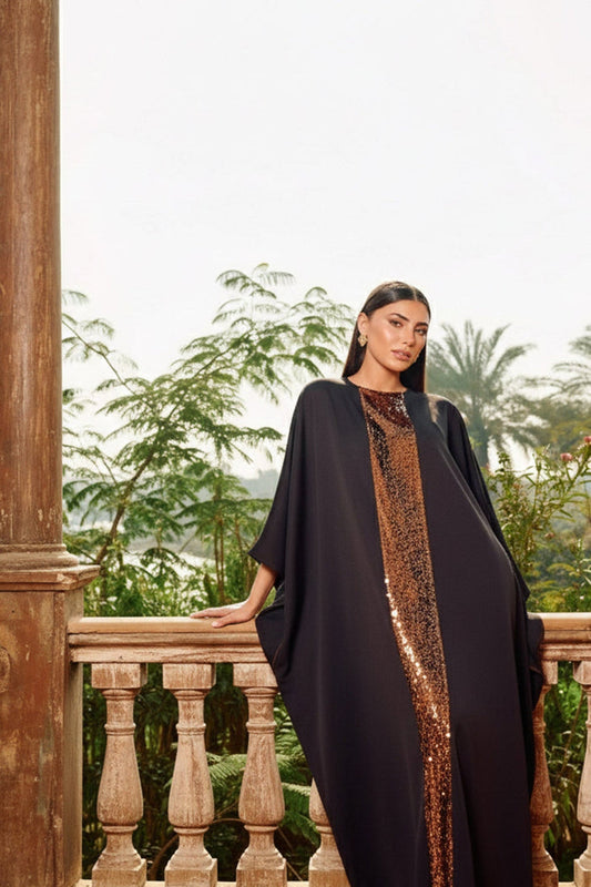Shimmering Neckline Abaya