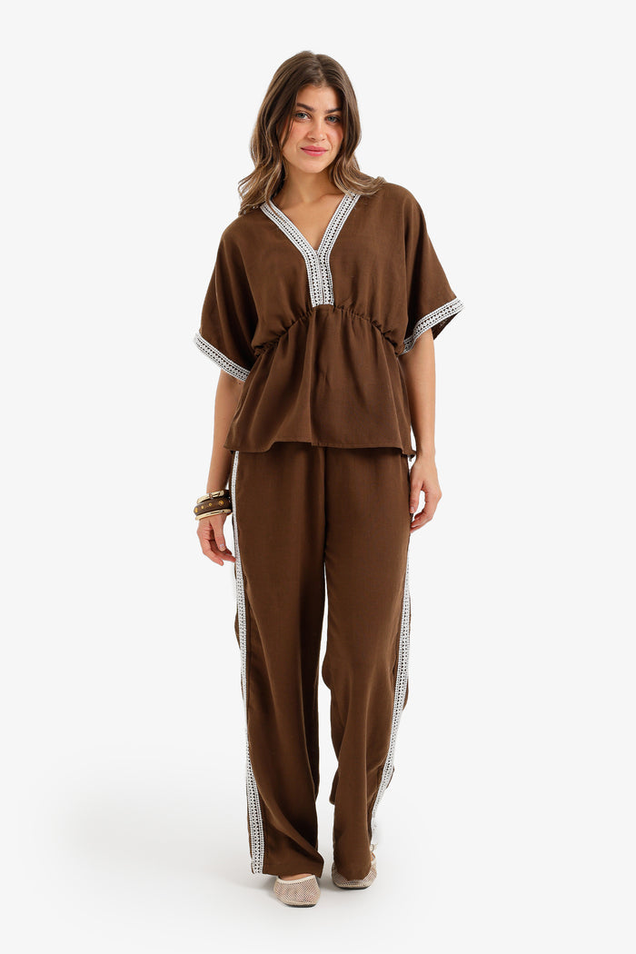 Side-Embroidered Pants