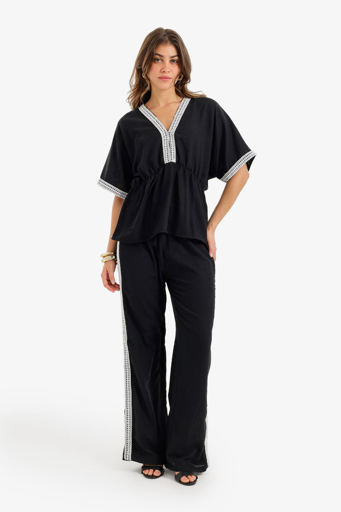 Side-Embroidered Pants