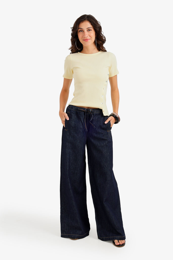 Slash-Pocket Denim Pants