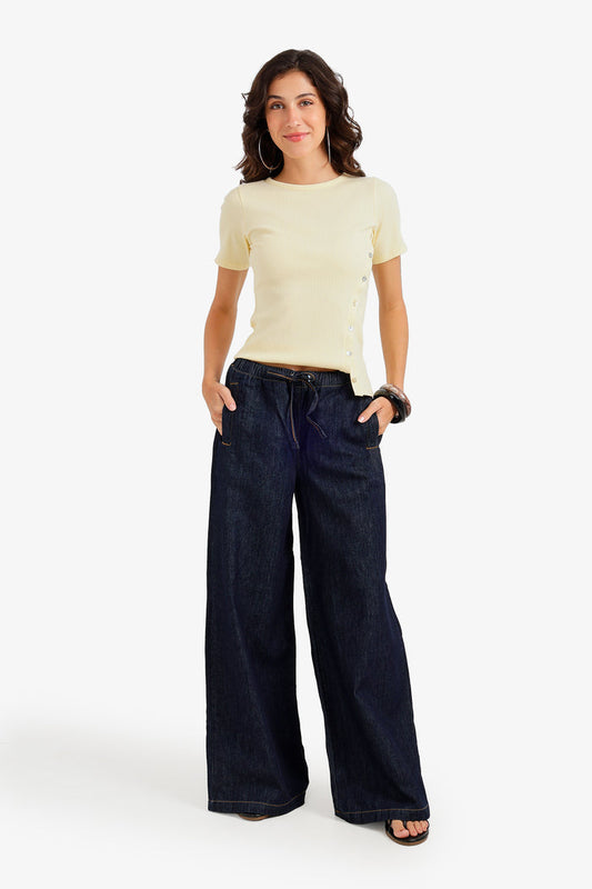 Slash-Pocket Denim Pants
