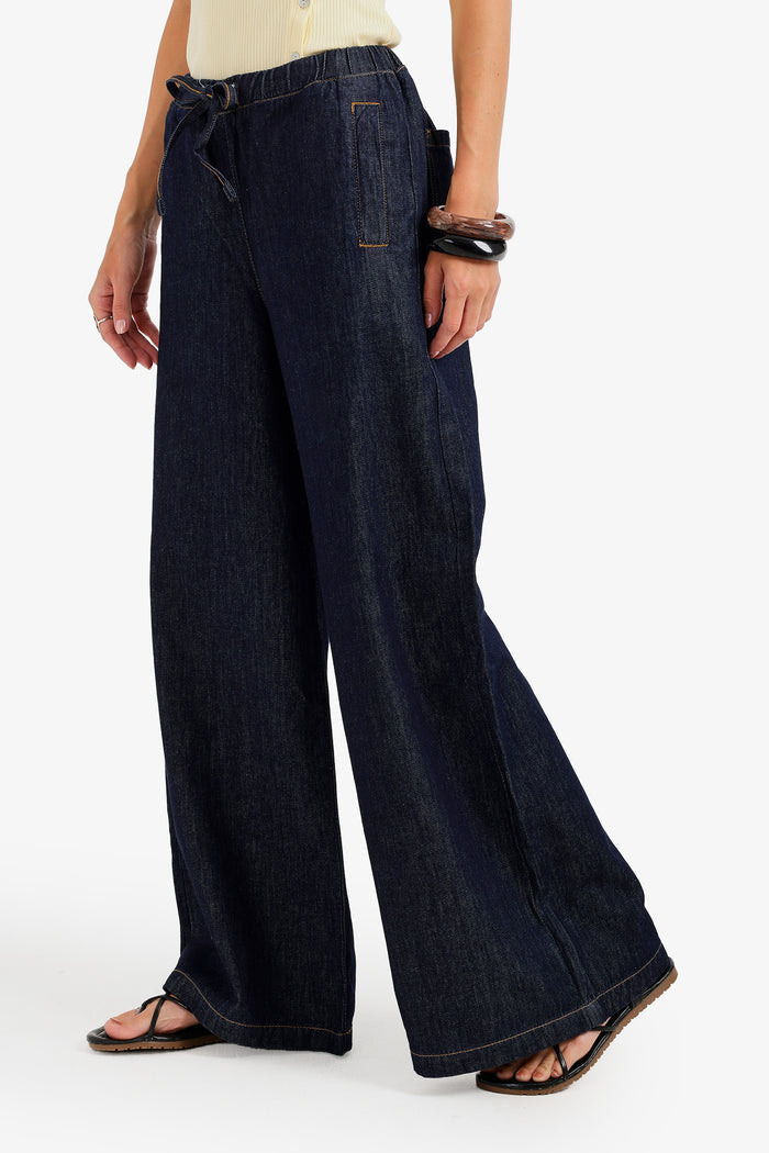 Slash-Pocket Denim Pants