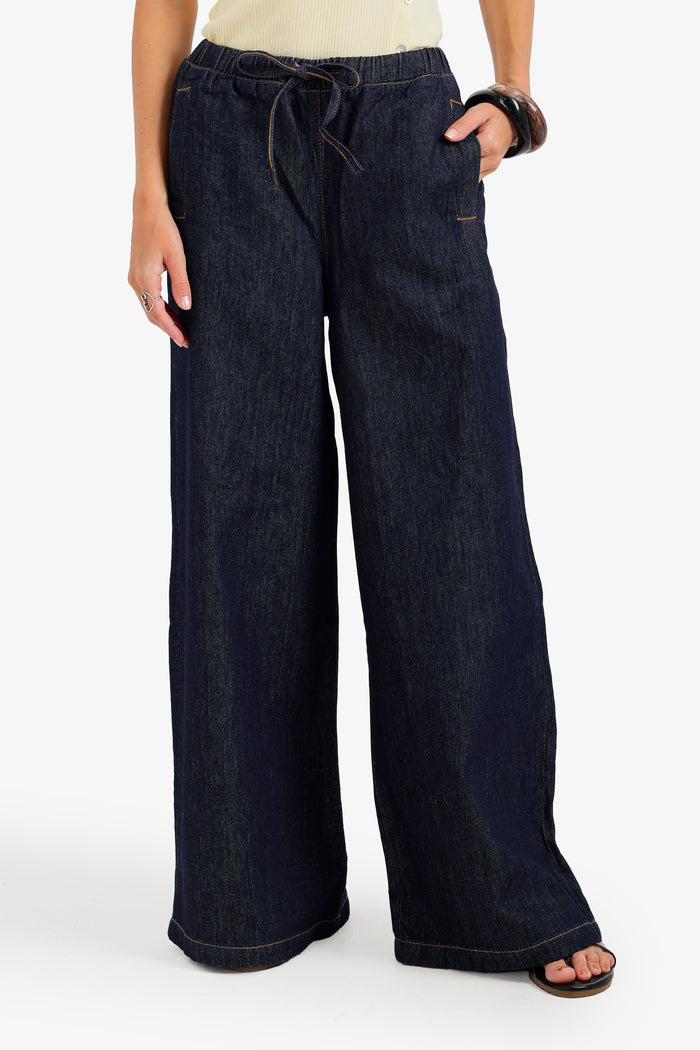 Slash-Pocket Denim Pants