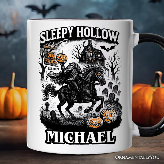 Sleepy Hollow Headless Horseman Personalized Mug, Gothic Haunted Halloween Gift with Custom Name Personalized Ceramic Mug OrnamentallyYou White - Black Customized