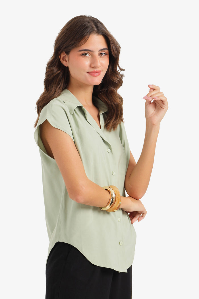 Sleeveless Button-Down Shirt