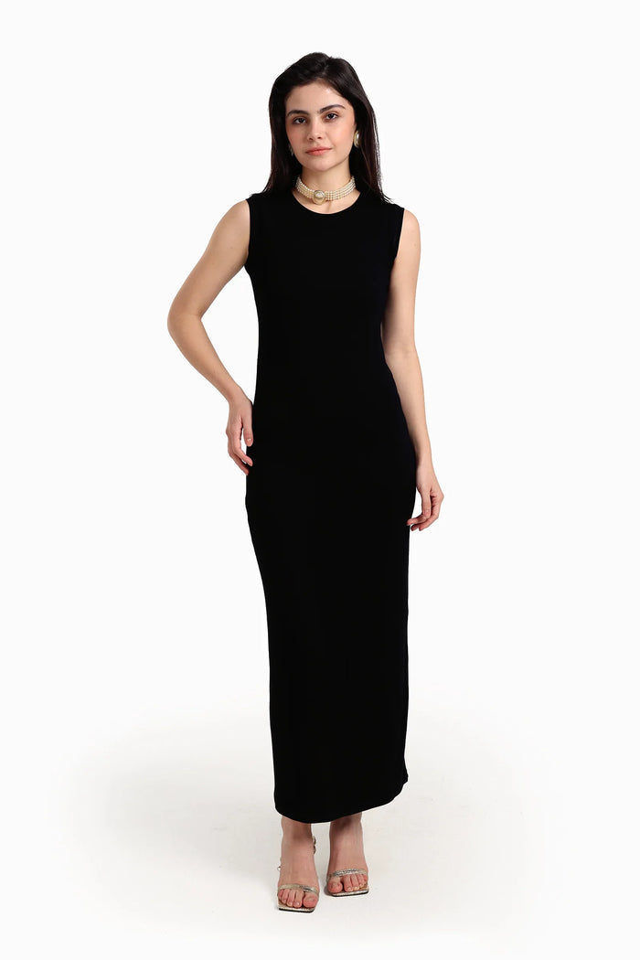 Sleeveless Dress with Back Slit