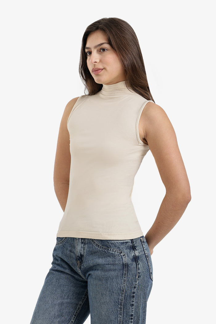 Sleeveless High Neck Top
