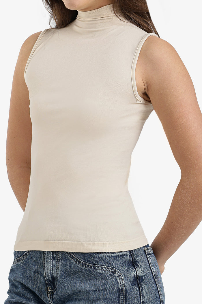 Sleeveless High Neck Top