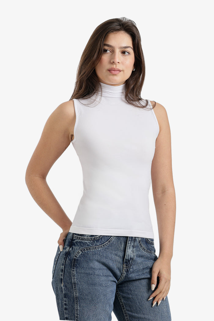 Sleeveless High Neck Top