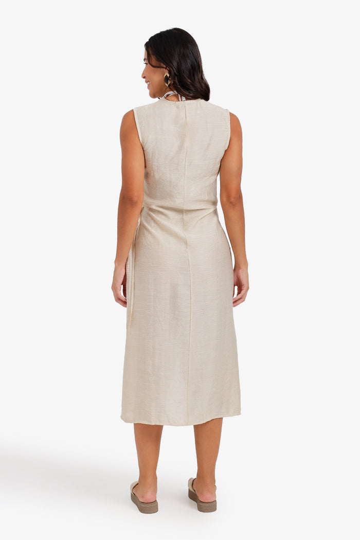 Sleeveless Midi Wrap Dress