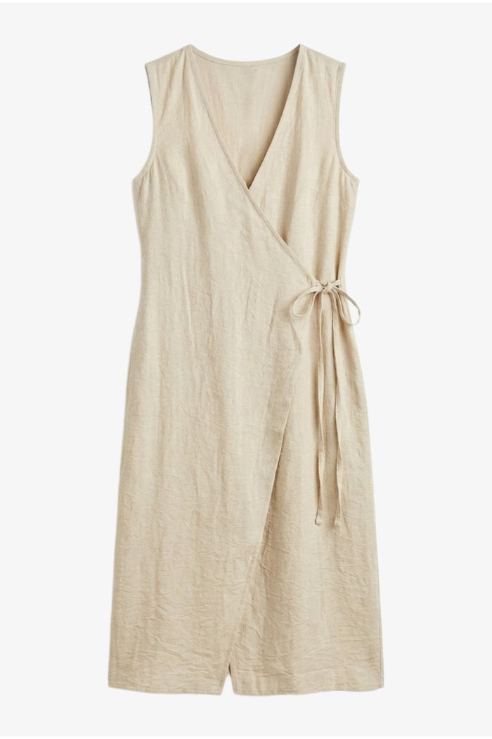 Sleeveless Midi Wrap Dress