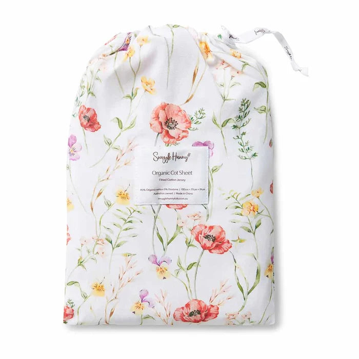 Snuggle Hunny Organic Fitted Jersey Cotton Cot Sheet - Meadow