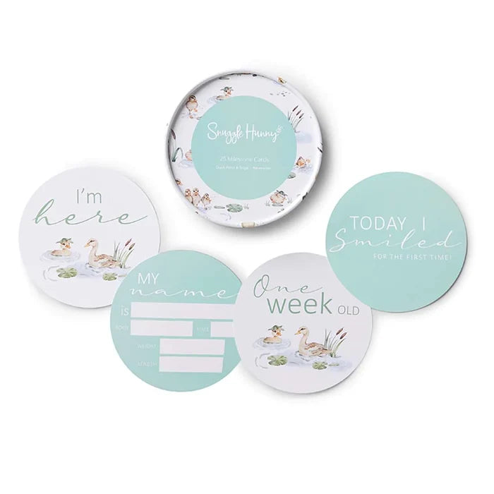 Snuggle Hunny Reversible Milestone Cards - Duck Pond & Sage
