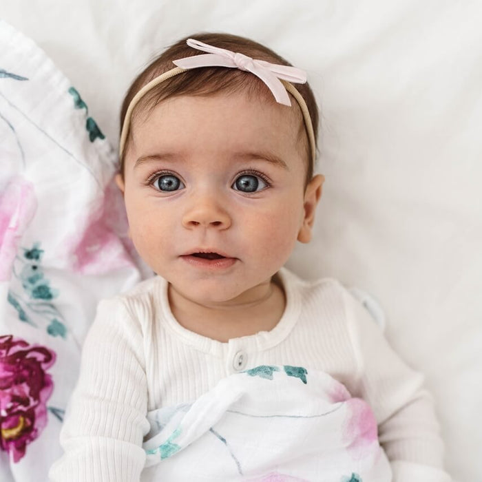 Snuggle Hunny Velvet Bow Stretchy Headband - Lullaby Pink
