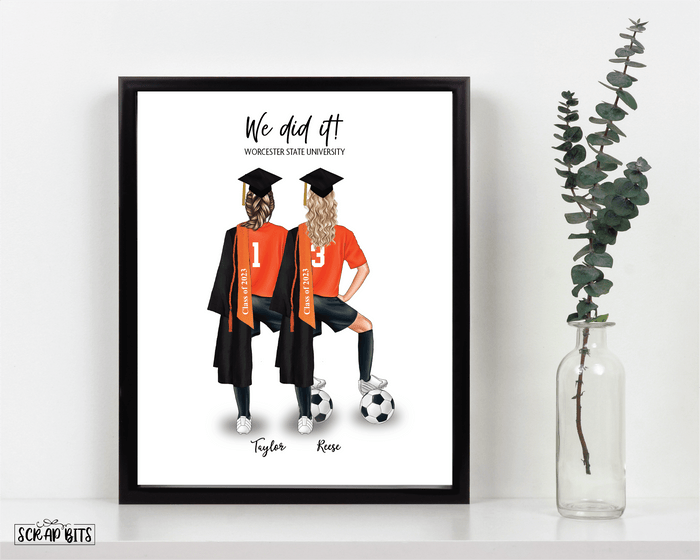 Soccer Team Graduation Print, Custom Soccer Graduation Gift, Soccer Friends . Personalized Digital Portrait Print - Scrap Bits