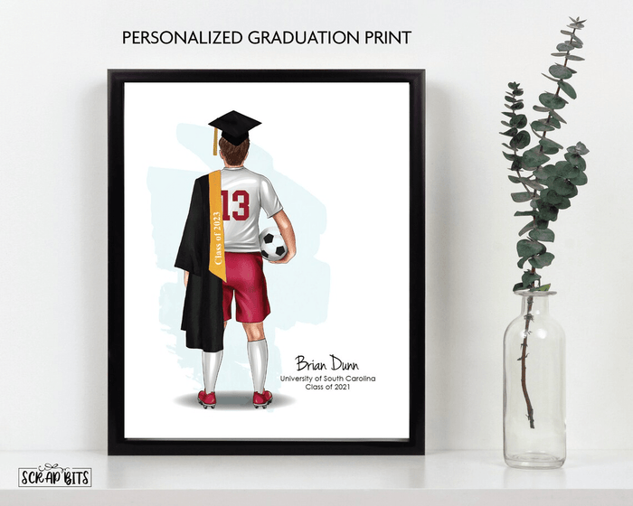 Soccer Graduation Portrait Print, Male Custom Senior Gift, Digital Download - Scrap Bits