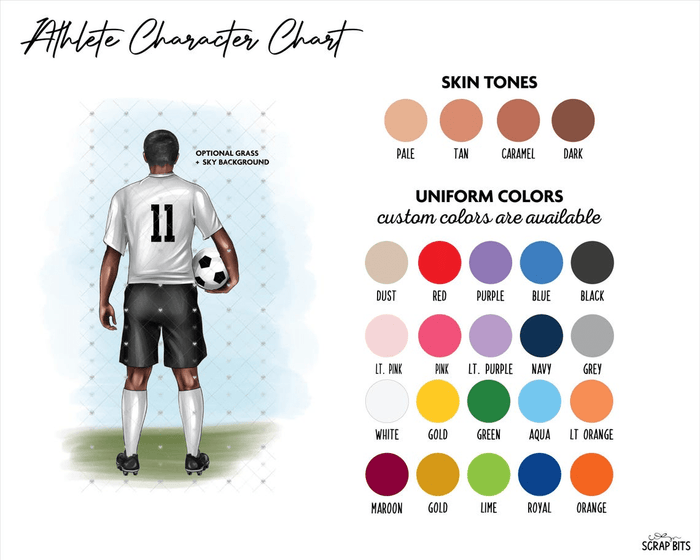 Soccer Friends (Male) Portrait Print, Custom Digital Drawing - Scrap Bits