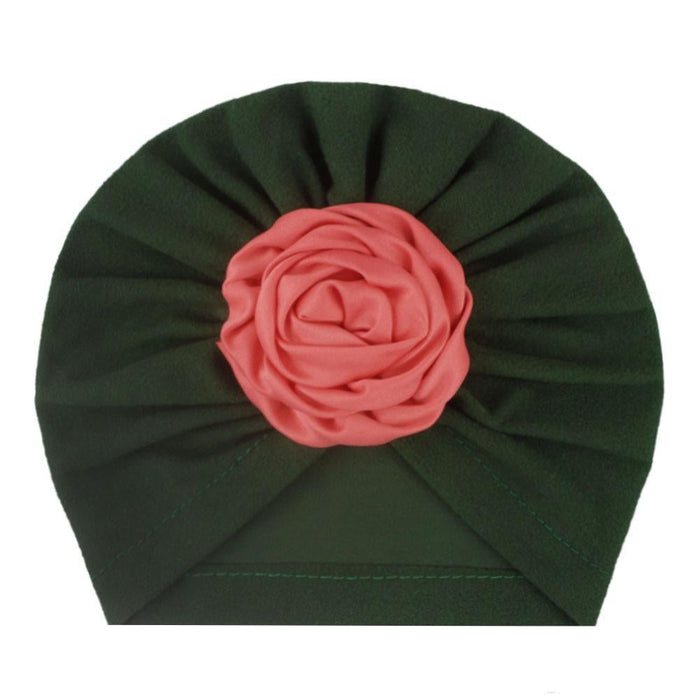 Soft Knit Flower-Turban Headband Yo Baby India Black With Red Rose