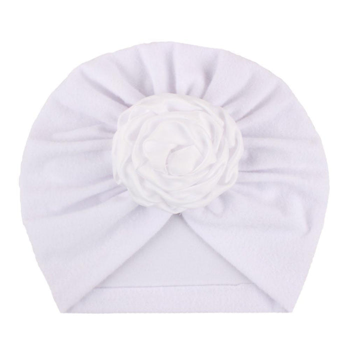 Soft Knit Flower-Turban Headband Yo Baby India White With White Rose