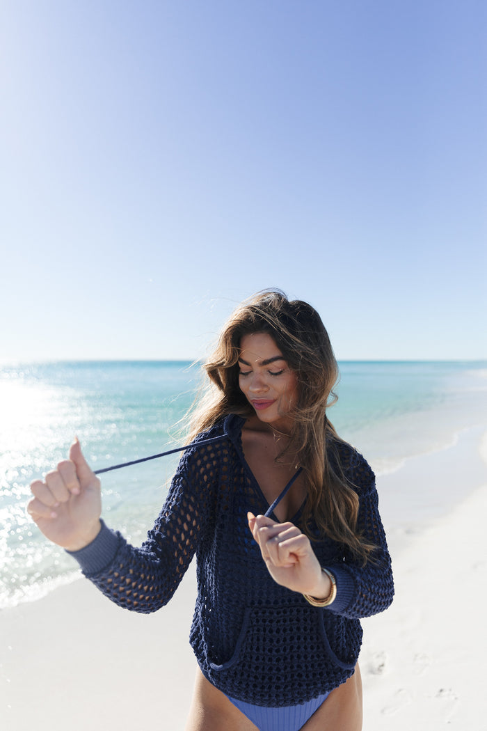 Solid and Striped Baja Cover Up - Navy