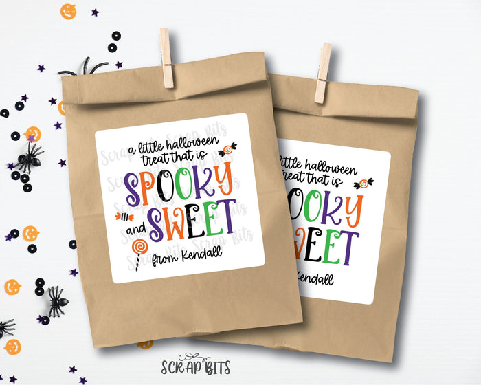 Spooky and Sweet, Square Halloween Treat Bag Stickers - Scrap Bits
