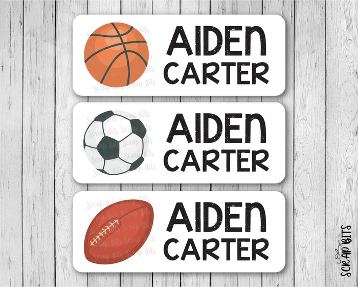 Sports Name Labels, Personalized Belonging Labels - Scrap Bits