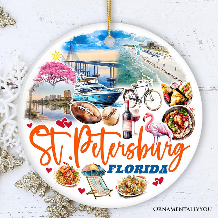 St. Petersburg Christmas Ornament, Florida's Gulf Coast City Souvenir and Decor Ceramic Ornament OrnamentallyYou Circle