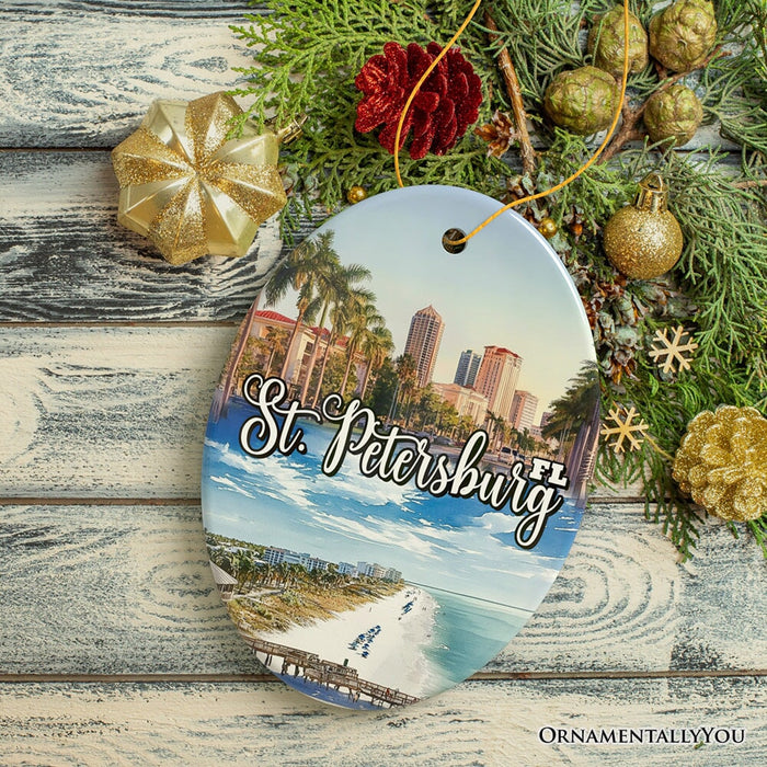 St. Petersburg Christmas Ornament, Florida's Gulf Coast City Souvenir and Decor Ceramic Ornament OrnamentallyYou