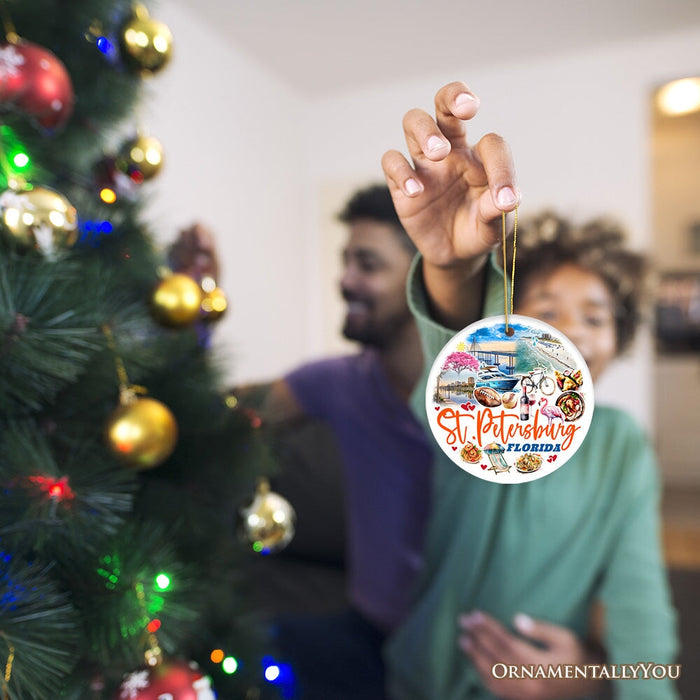 St. Petersburg Christmas Ornament, Florida's Gulf Coast City Souvenir and Decor Ceramic Ornament OrnamentallyYou
