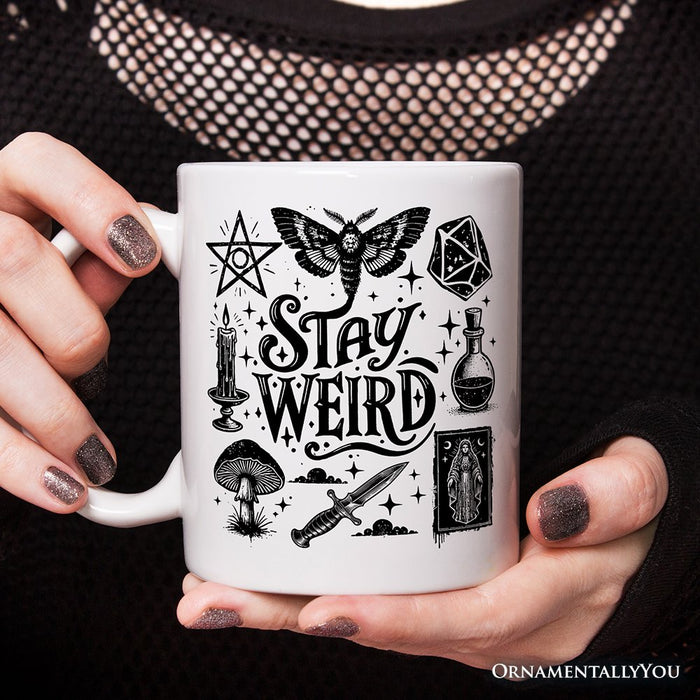 Stay Weird Witchy Vibes Personalized Mug, Mystical Halloween Gift with Custom Name Personalized Ceramic Mug OrnamentallyYou White Non-Custom