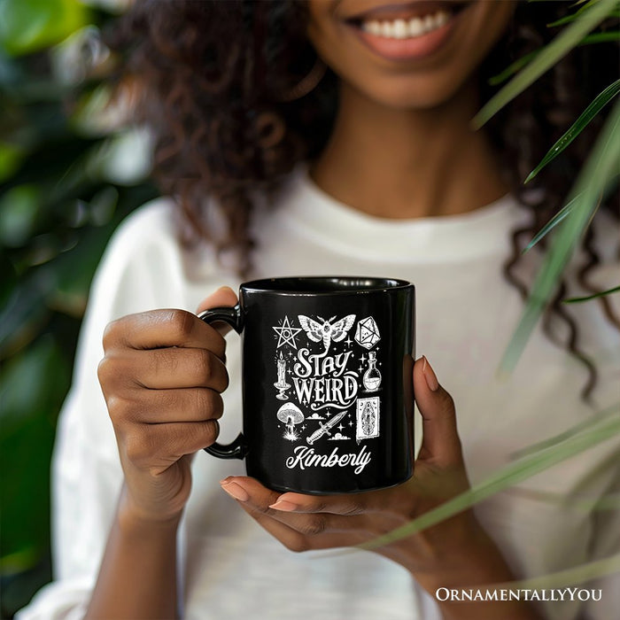 Stay Weird Witchy Vibes Personalized Mug, Mystical Halloween Gift with Custom Name Personalized Ceramic Mug OrnamentallyYou