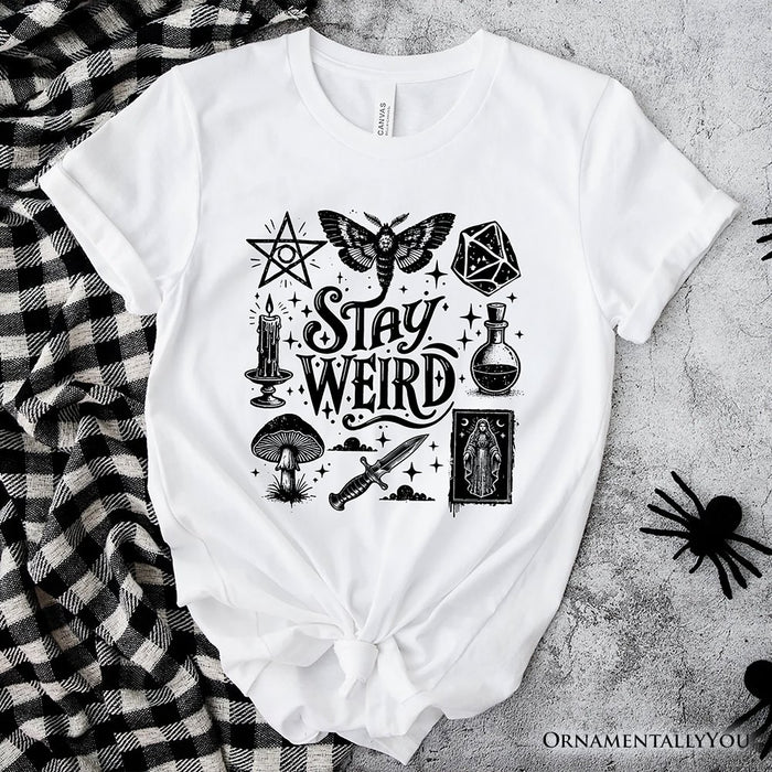 Stay Weird Witchy Vibes T-Shirt, Mystical Halloween Tee for Powerful Women T-Shirts OrnamentallyYou White XS