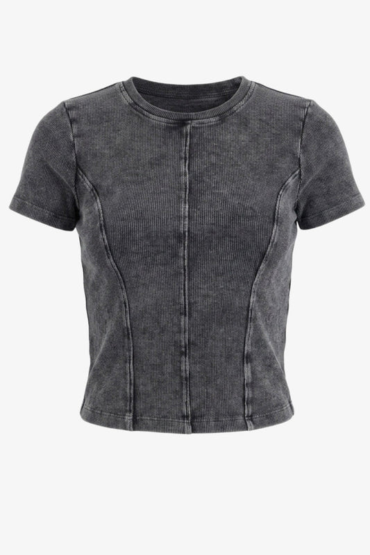 Stitched Panel Cropped Top