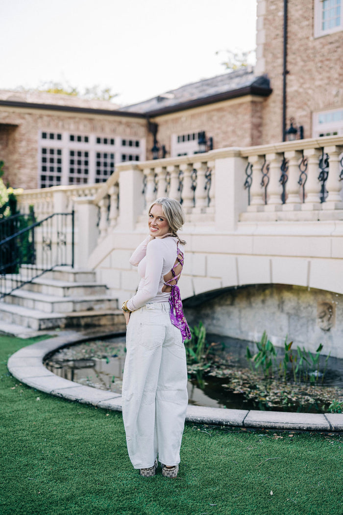 Straps In The Back Bodysuit - Mauve Chalk FREE PEOPLE