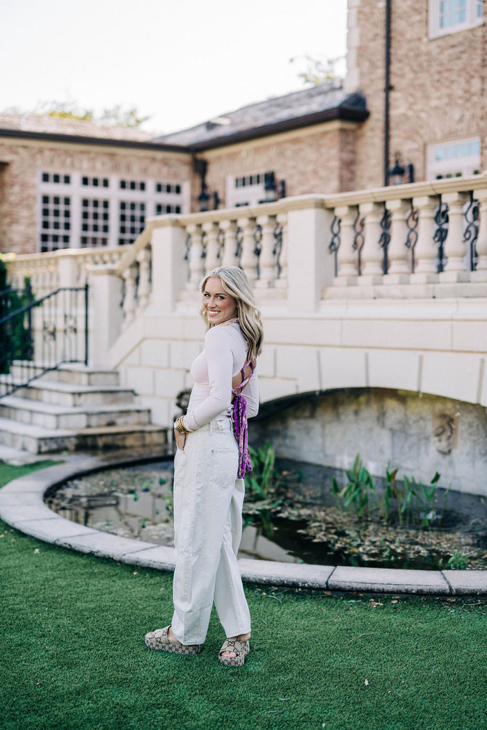 Straps In The Back Bodysuit - Mauve Chalk FREE PEOPLE