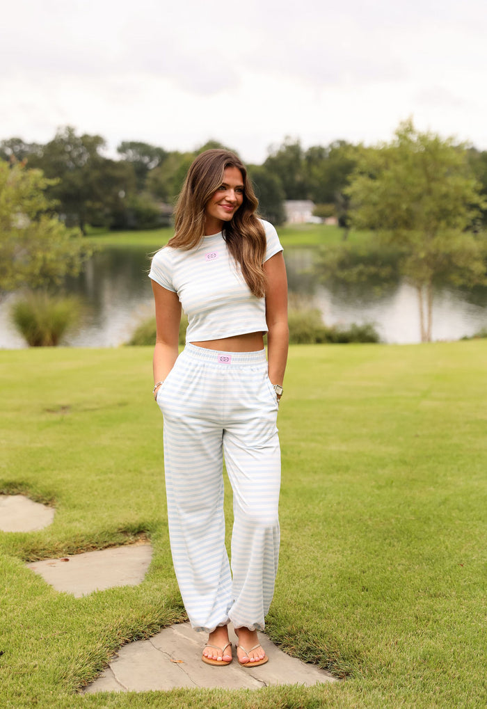 Stripe Jogger Pant - Bluebell