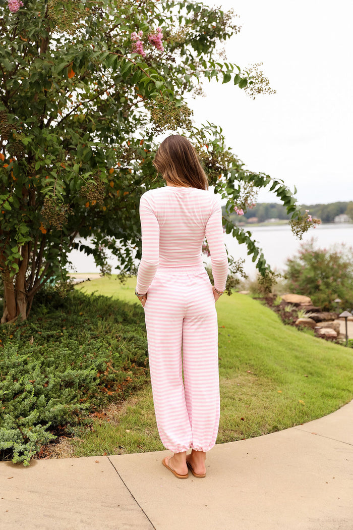 Stripe Jogger Pant - Bubblegum Kiss