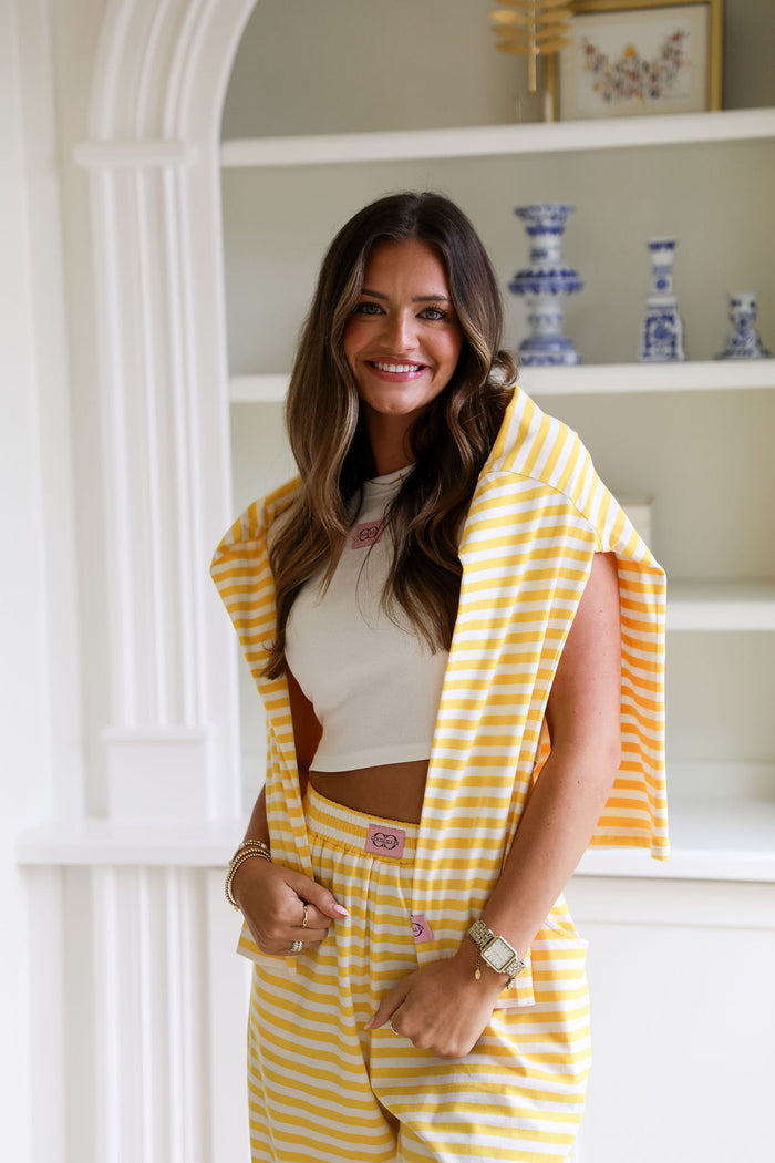 Stripe Oversized Long Sleeve Tee - Sunbeam