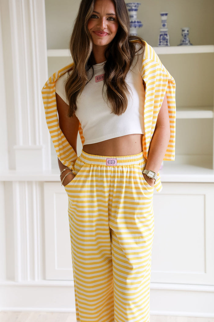 Stripe Oversized Long Sleeve Tee - Sunbeam