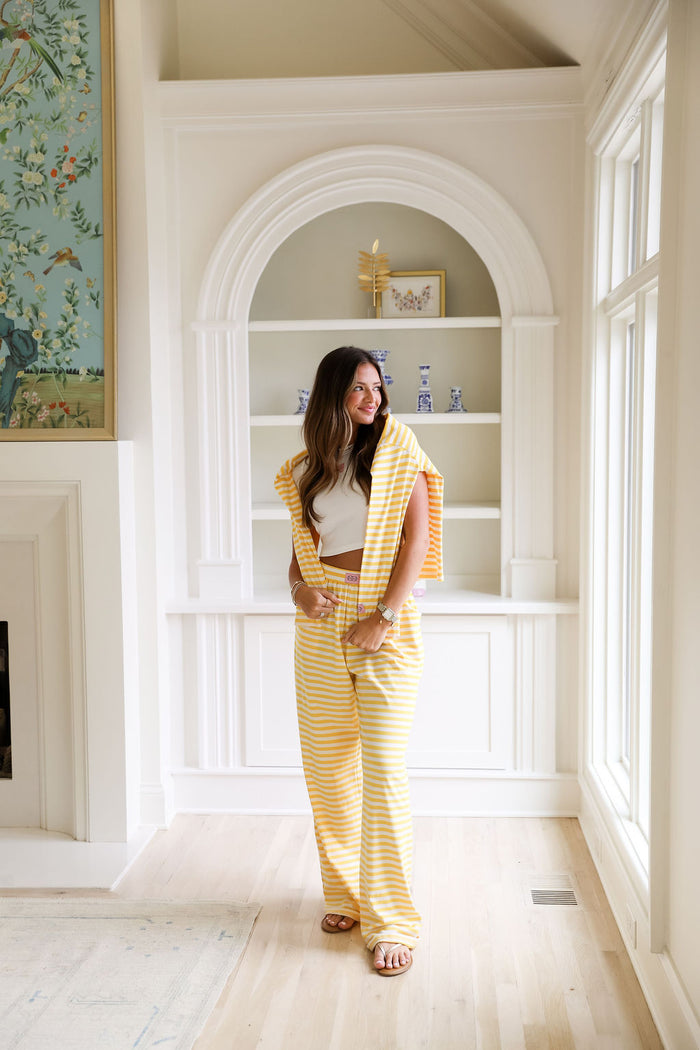 Stripe Oversized Long Sleeve Tee - Sunbeam